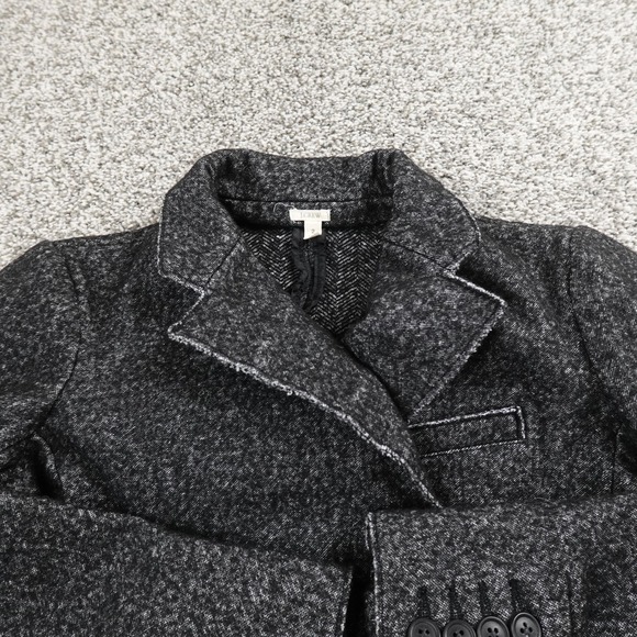 J Crew Jacket Womens 2 Gray Wool Blend Double Breasted Peacoat Blazer Sport Coat - Picture 3 of 10